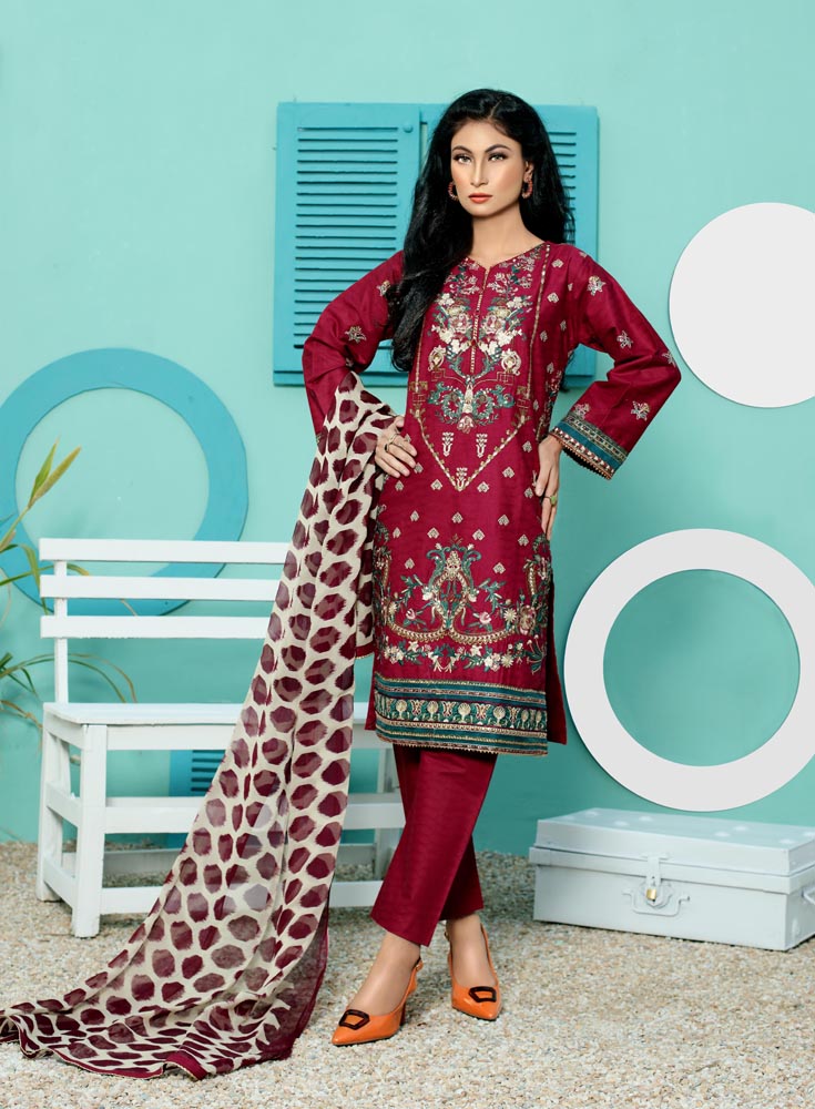 Readymade Linen Embroidered Suit-BS18