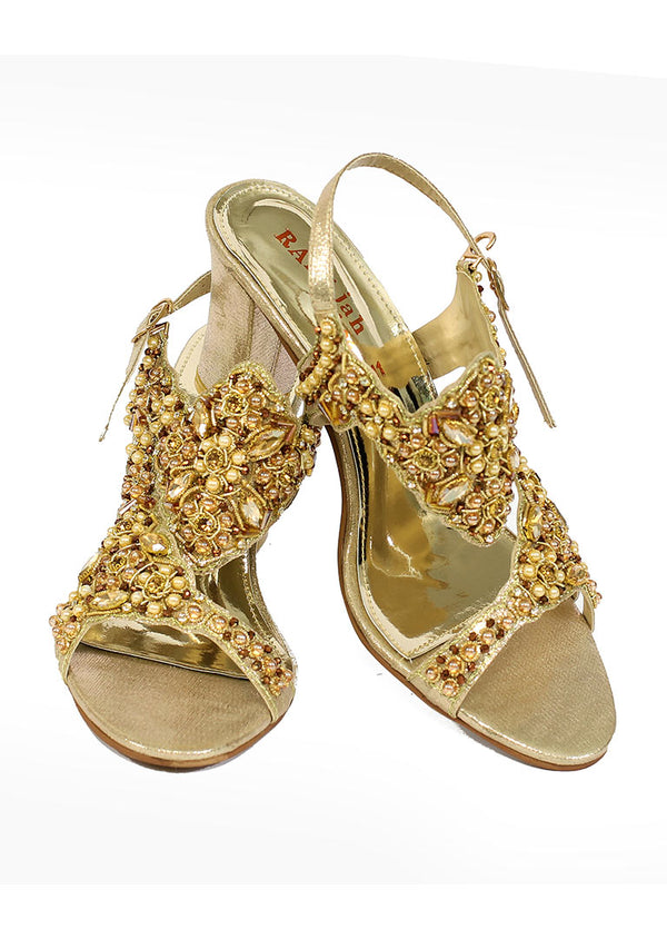 Golden Color Formal Sandals-RS19 - Rang Jah