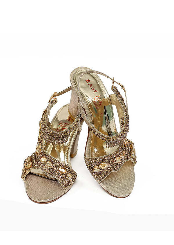 Golden Color Formal Sandals-RS13 - Rang Jah