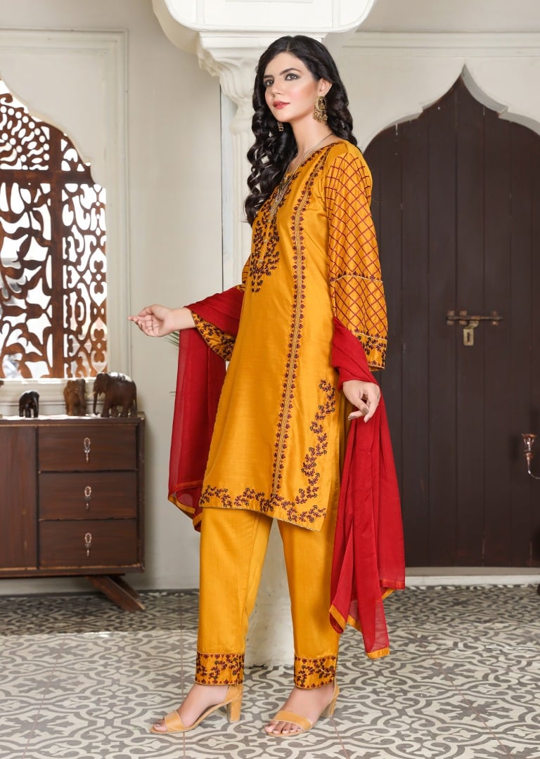 Readymade Viscose Embroidered Suit AKS-4 - Rang Jah