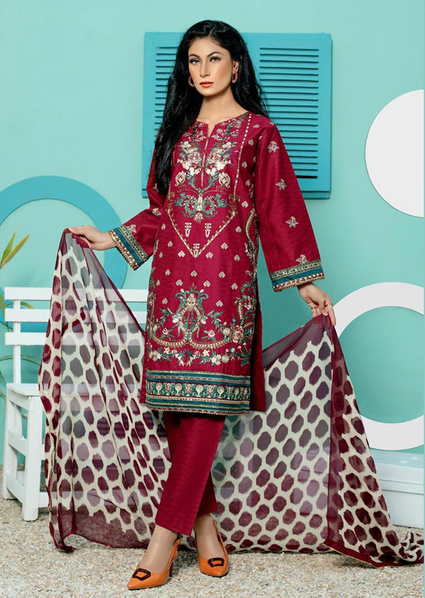 Readymade Linen Embroidered Suit-BS18
