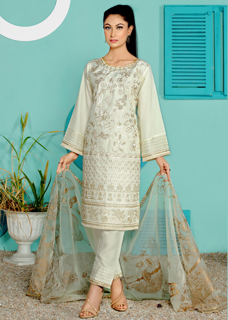 Readymade Viscose Embroidered Suit-BS19 - Rang Jah