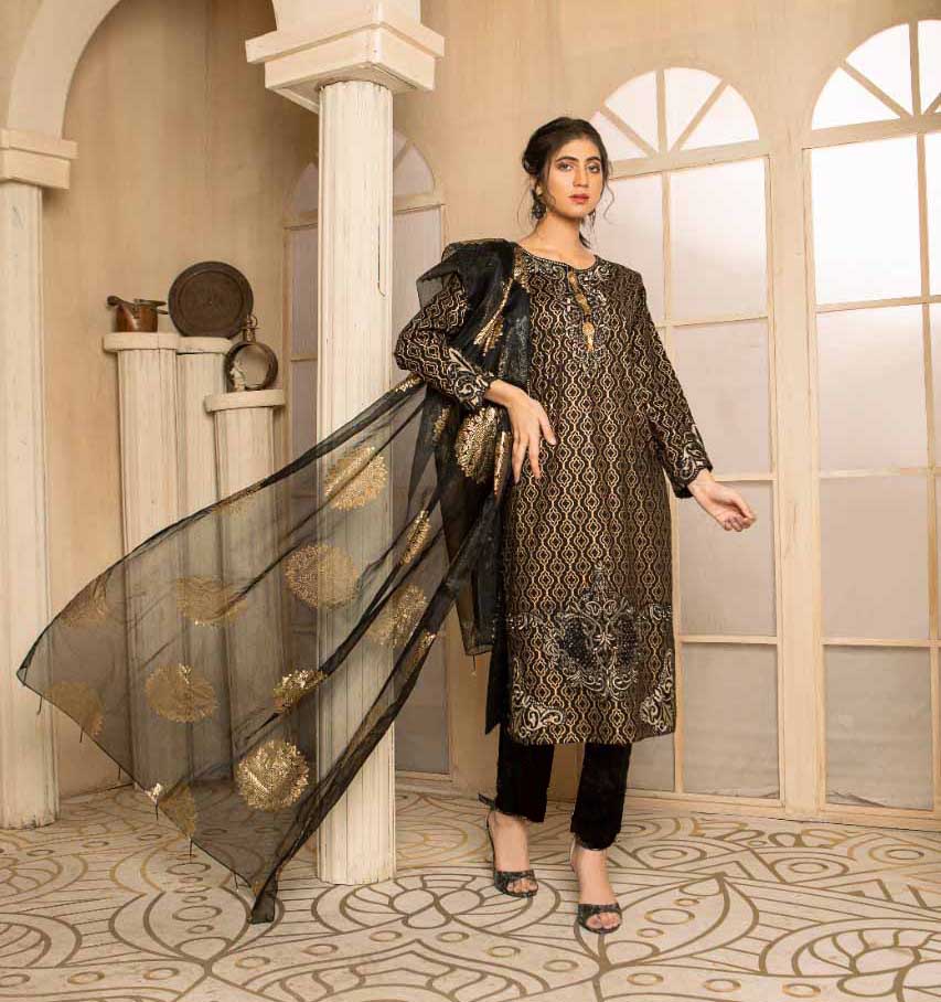Readymade Linen Embroidered Suit-MD05