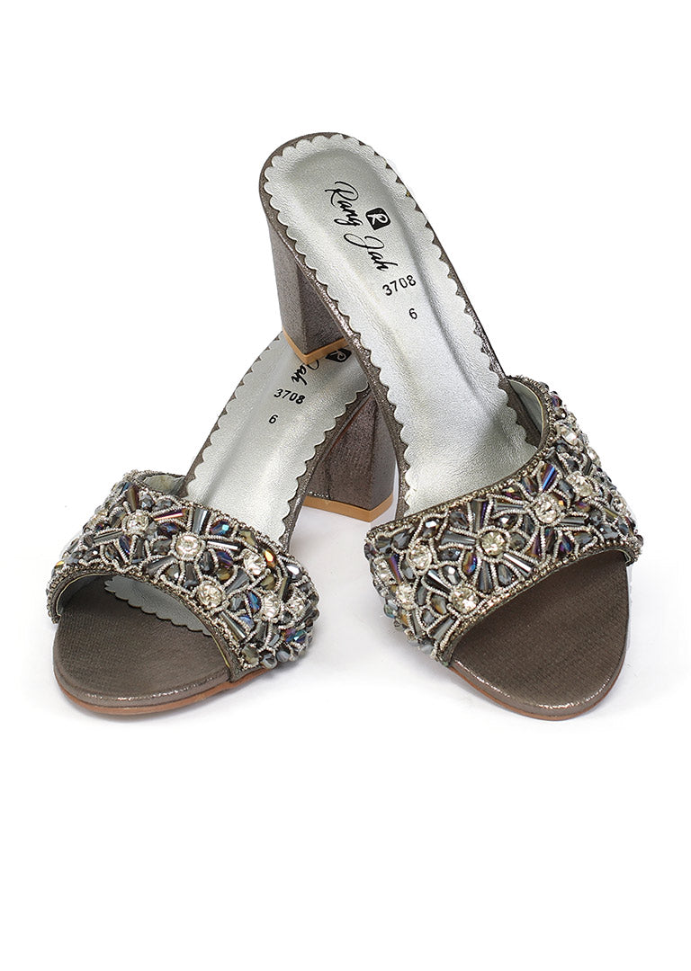 Silver Color Fancy Slippers-RS15 - Rang Jah