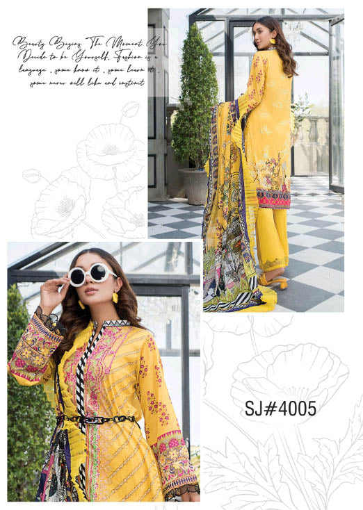 Readymade Embroidered Lawn Suit-SJ4 - Rang Jah